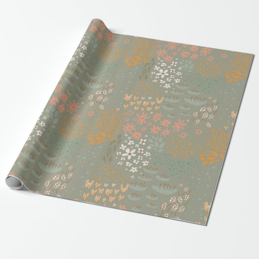 Niedliches Boho Floral Wrapping Paper Geschenkpapier (Ungerollt)