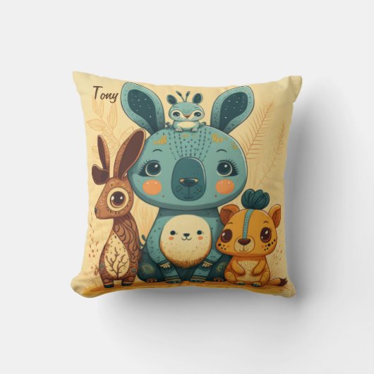 Niedliches boho florales Kaninchen Kissen (Vorderseite)