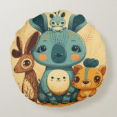 Niedliches boho florales Kaninchen Rundes Kissen (Rückseite)