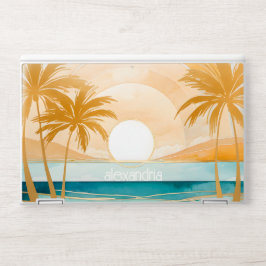 Niedliches Boho Gold Abstrakt Beach Landschaft mit HP Laptop-Aufkleber