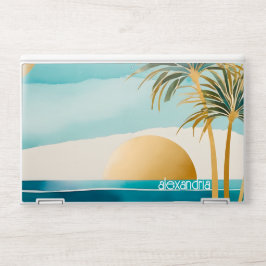 Niedliches Boho Gold Abstrakt Beach Landschaft mit HP Laptop-Aufkleber