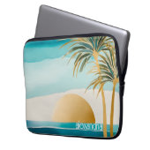 Niedliches Boho Gold Abstrakt Beach Landschaft mit Laptopschutzhülle (Vorderseite Links)
