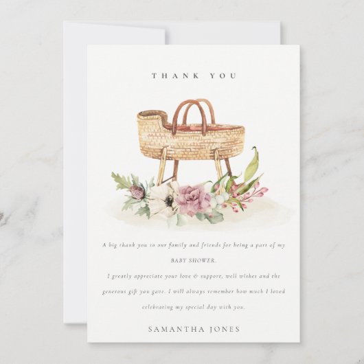 Niedliches Boho Kinderzimmer Rosa Bläserblässe Bab Dankeskarte (Vorderseite)