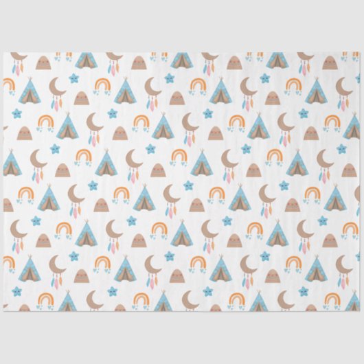 Niedliches Boho-Muster in Weiß Seidenpapier (Vorderseite)