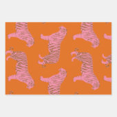 Niedliches Boho Orange und rosa Tiger Art Muster Geschenkpapier Set (Vorderseite 2)