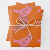 Niedliches Boho Orange und rosa Tiger Art Muster Geschenkpapier Set (Beispiel)