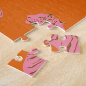 Niedliches Boho Orange und rosa Tiger Art Muster Puzzle (Seite)