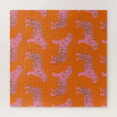 Niedliches Boho Orange und rosa Tiger Art Muster Puzzle (Horizontal)