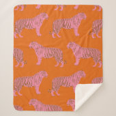 Niedliches Boho Orange und rosa Tiger Art Muster Sherpadecke (Vorderseite)