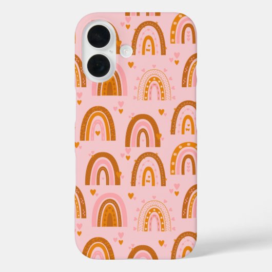 Niedliches Boho-Regenbogen-Herzmuster in rosa Oran Case-Mate iPhone Hülle (Rückseite)