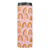 Niedliches Boho-Regenbogen-Herzmuster in rosa Oran Thermosbecher (Rückseite)