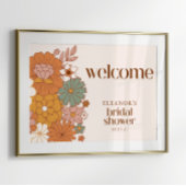 Niedliches Boho Retro Floral Brautparty Begrüßungs Poster