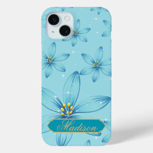 Niedliches boho Retroglühen Personalisiert blaues Case-Mate iPhone Hülle