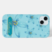 Niedliches boho Retroglühen Personalisiert blaues Case-Mate iPhone Hülle (Rückseite (Horizontal))