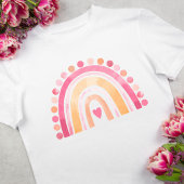 Niedliches Boho Wasserfarbe Regenbogenherz in Rosa T-Shirt