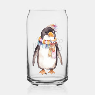 Niedliches boho Wasserfarbenpinguin-Design Dosenglas
