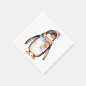 Niedliches boho Wasserfarbenpinguin-Design Serviette (Ecke)