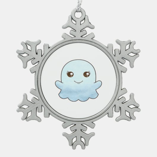 Niedliches Boo Design Trendy Einzigartig Schneeflocken Zinn-Ornament (Vorderseite)