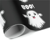 Niedliches Boo Ghost Halloween-Muster Schwarz-Weiß Geschenkpapier (Rolleneckpunkt)