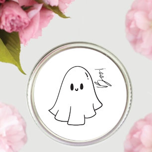 Niedliches Boo Halloween Illustriert Ghost Classic Runder Aufkleber