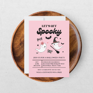 Niedliches Boo Spooky Ghost Halloween Pink Girl Einladung