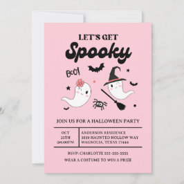 Niedliches Boo Spooky Ghost Halloween Pink Girl Einladung