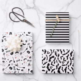 Niedliches Boo Spooky Ghost Halloween Pink Girl Geschenkpapier Set