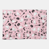 Niedliches Boo Spooky Ghost Halloween Pink Girl Geschirrtuch (Horizontal)
