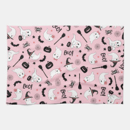 Niedliches Boo Spooky Ghost Halloween Pink Girl Geschirrtuch