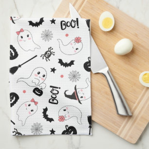 Niedliches Boo Spooky Ghost Halloween Pink Girl Geschirrtuch