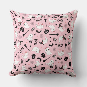 Niedliches Boo Spooky Ghost Halloween Pink Girl Kissen