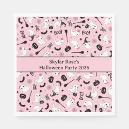 Niedliches Boo Spooky Ghost Halloween Pink Girl Serviette