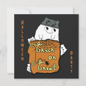 Niedliches Boo - Trick oder Treat Halloween-Party Einladung (Rückseite)