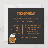 Niedliches Boo - Trick oder Treat Halloween-Party Einladung (Vorderseite)