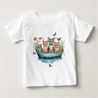 Niedliches Boot mit Tieren Baby T-shirt