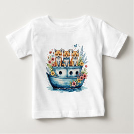 Niedliches Boot mit Tieren Baby T-shirt