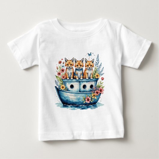 Niedliches Boot mit Tieren Baby T-shirt (Vorderseite)