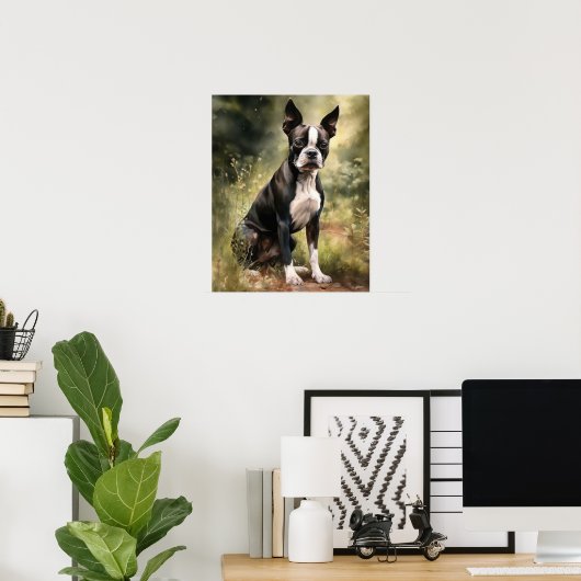 Niedliches Boston Terrier Dog Art Print Poster (Heimbüro)