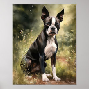 Niedliches Boston Terrier Dog Art Print Poster