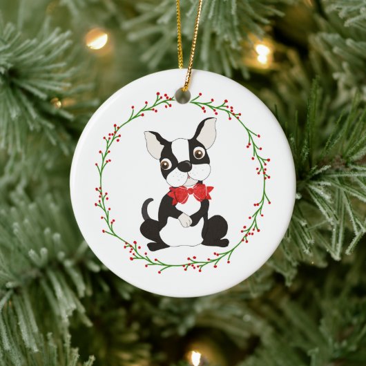 Niedliches Boston Terrier Ornament zu Weihnachten (Baum)