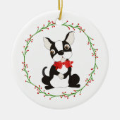 Niedliches Boston Terrier Ornament zu Weihnachten (Vorne)