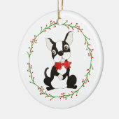 Niedliches Boston Terrier Ornament zu Weihnachten (Links)
