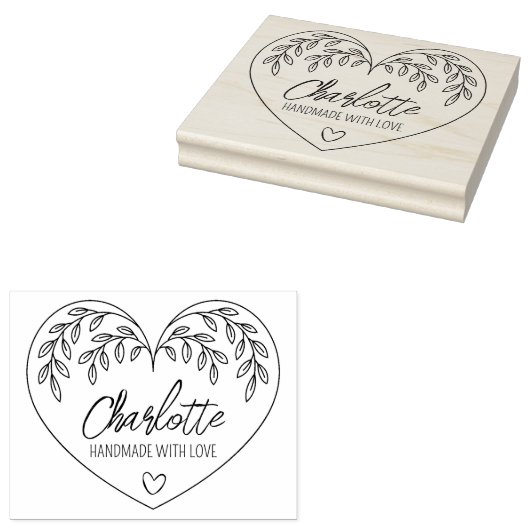 Niedliches botanisches Herz Handgefertigt mit Lieb Gummistempel (Stempel)