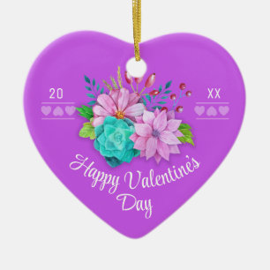 Niedliches Bouquet mit dem Namen "Bright Pink Vale Keramik Ornament