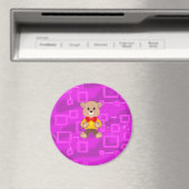 Niedliches Bowtie Teddy Bear Pink Geometric Magnet (In Situ (Geschirrspüler))