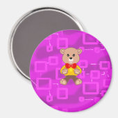Niedliches Bowtie Teddy Bear Pink Geometric Magnet (Vorderseite/Rückseite)