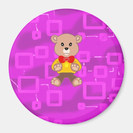 Niedliches Bowtie Teddy Bear Pink Geometric Magnet (Vorne)