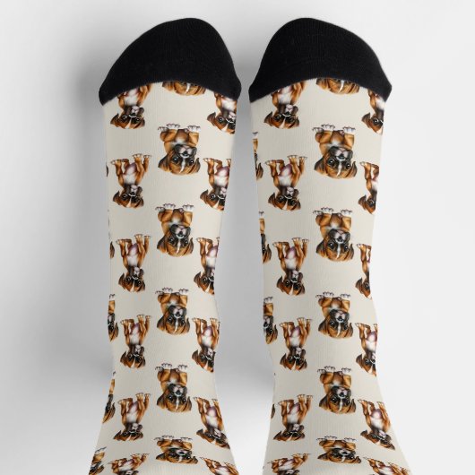 Niedliches Boxer-Dog-Muster Socken (Oben)