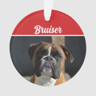 Niedliches Boxer Dog Weihnachtsfest Foto Ornament