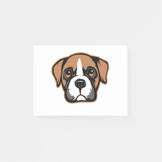 Niedliches Boxer-Hund-Welpen-Portrait Zeichnend Post-it Klebezettel (Vorderseite)